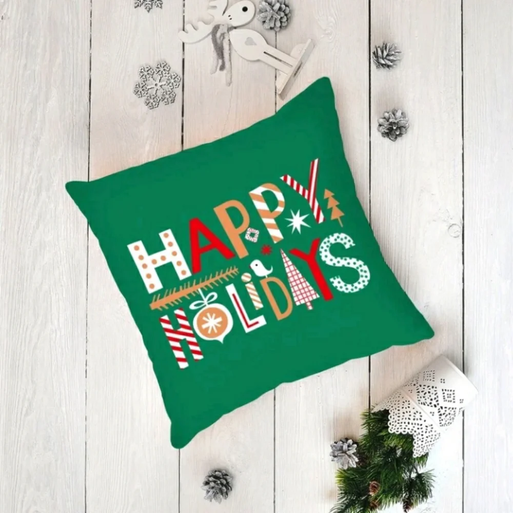 NIP Christmas Slogan Graphic Pillow Cover 17.7 By 17.7